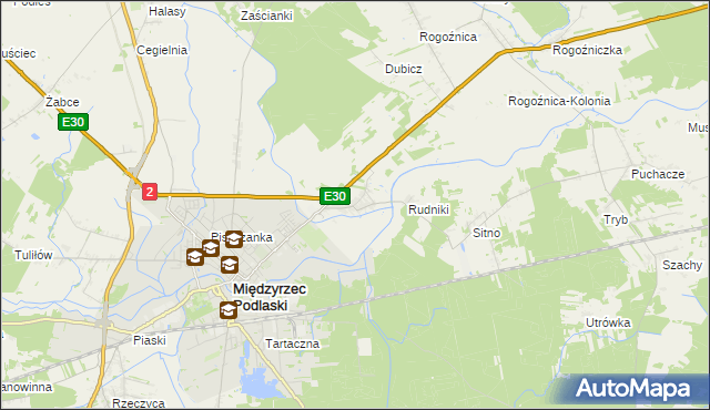 mapa Wysokie gmina Międzyrzec Podlaski, Wysokie gmina Międzyrzec Podlaski na mapie Targeo