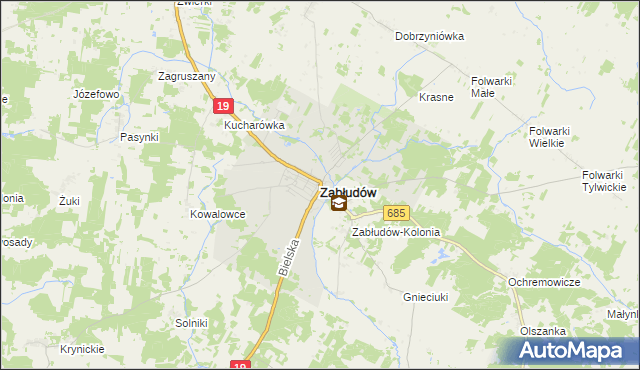 mapa Zabłudów, Zabłudów na mapie Targeo