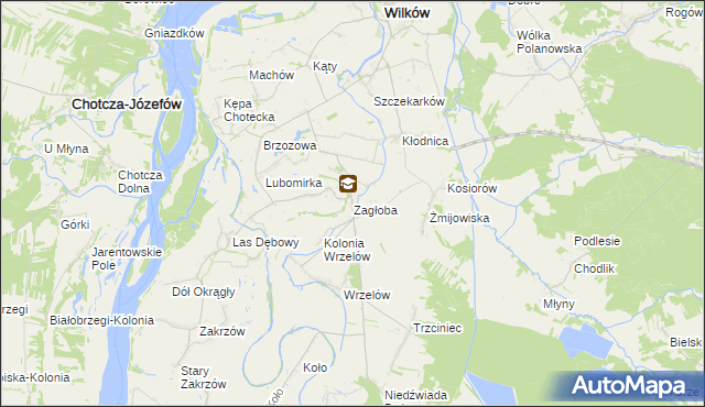 mapa Zagłoba gmina Wilków, Zagłoba gmina Wilków na mapie Targeo