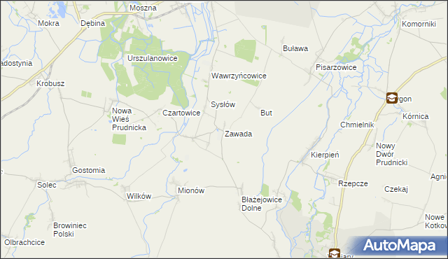 mapa Zawada gmina Głogówek, Zawada gmina Głogówek na mapie Targeo