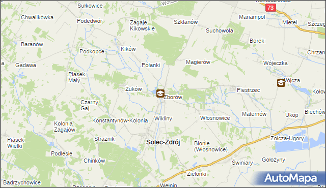 mapa Zborów gmina Solec-Zdrój, Zborów gmina Solec-Zdrój na mapie Targeo