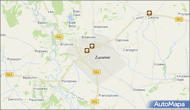 mapa Żuromin, Żuromin na mapie Targeo