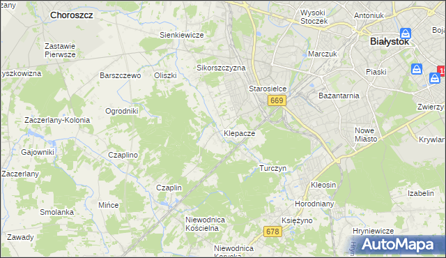 mapa Klepacze gmina Choroszcz, Klepacze gmina Choroszcz na mapie Targeo