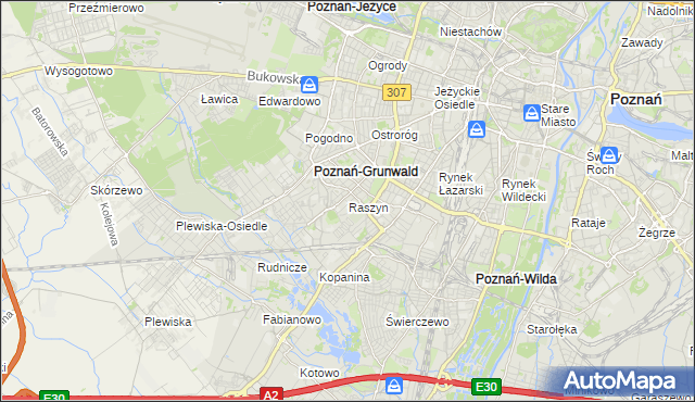 mapa Raszyn gmina Poznań, Raszyn gmina Poznań na mapie Targeo