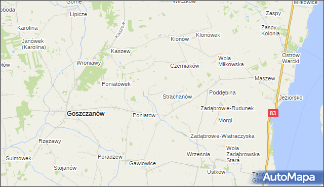 mapa Strachanów, Strachanów na mapie Targeo