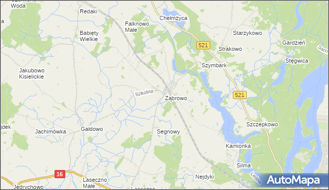 mapa Ząbrowo gmina Iława, Ząbrowo gmina Iława na mapie Targeo