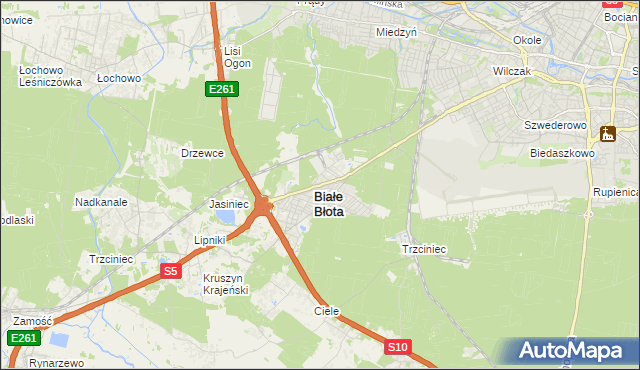 mapa Białe Błota powiat bydgoski, Białe Błota powiat bydgoski na mapie Targeo