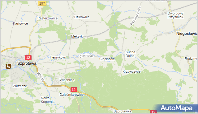 mapa Cieciszów, Cieciszów na mapie Targeo