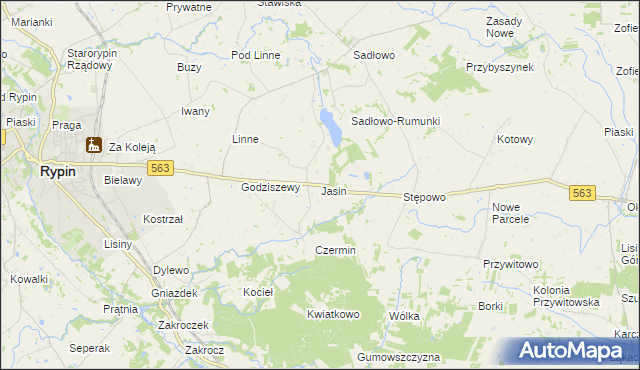 mapa Jasin gmina Rypin, Jasin gmina Rypin na mapie Targeo