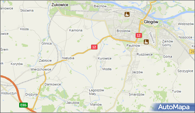 mapa Kurowice gmina Jerzmanowa, Kurowice gmina Jerzmanowa na mapie Targeo