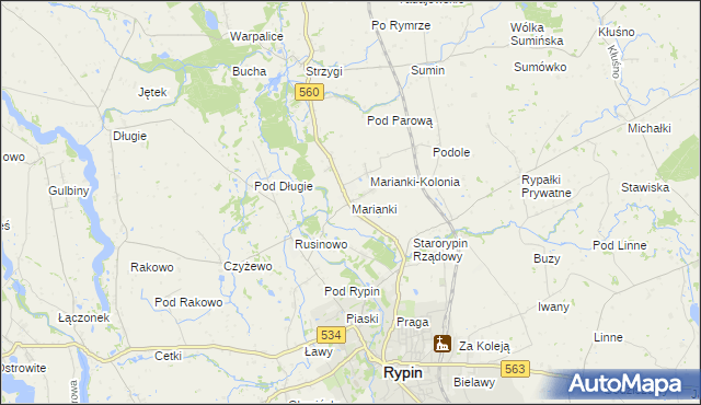 mapa Marianki gmina Rypin, Marianki gmina Rypin na mapie Targeo
