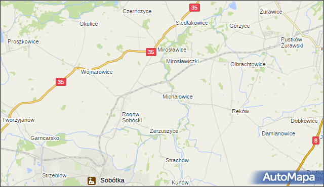 mapa Michałowice gmina Sobótka, Michałowice gmina Sobótka na mapie Targeo