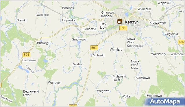 mapa Muławki, Muławki na mapie Targeo