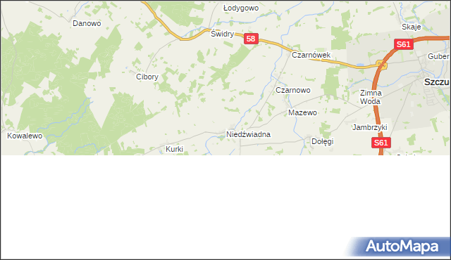 mapa Niedźwiadna, Niedźwiadna na mapie Targeo