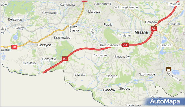 mapa Podbucze gmina Godów, Podbucze gmina Godów na mapie Targeo