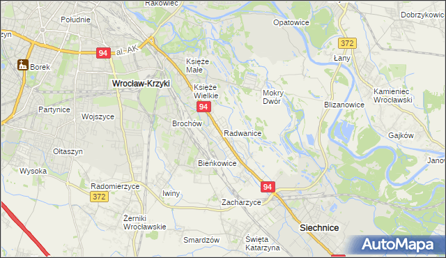 mapa Radwanice gmina Siechnice, Radwanice gmina Siechnice na mapie Targeo