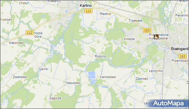 mapa Rościno, Rościno na mapie Targeo