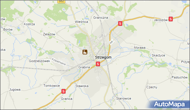 mapa Strzegom powiat świdnicki, Strzegom powiat świdnicki na mapie Targeo