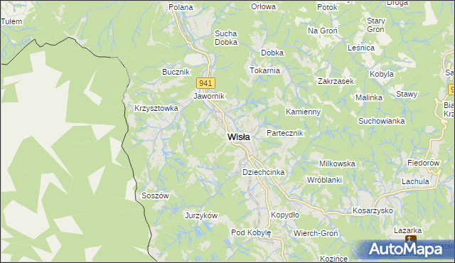 mapa Wisła, Wisła na mapie Targeo