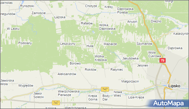 mapa Wólka Krępska, Wólka Krępska na mapie Targeo