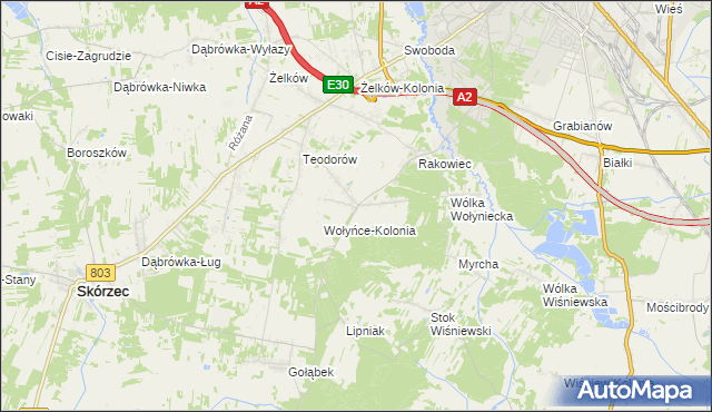 mapa Wołyńce gmina Siedlce, Wołyńce gmina Siedlce na mapie Targeo