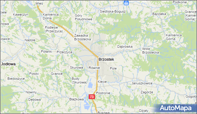 mapa Brzostek powiat dębicki, Brzostek powiat dębicki na mapie Targeo