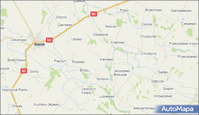 mapa Kleniewo gmina Bielsk, Kleniewo gmina Bielsk na mapie Targeo