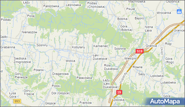 mapa Łęki Dukielskie, Łęki Dukielskie na mapie Targeo