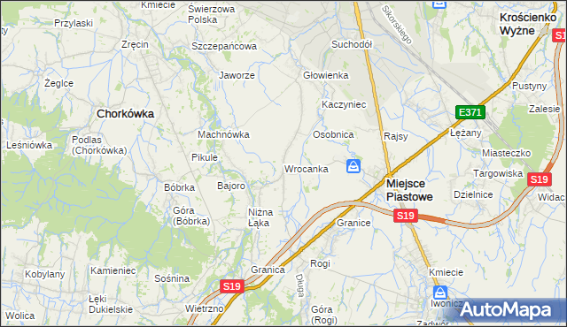 mapa Wrocanka gmina Miejsce Piastowe, Wrocanka gmina Miejsce Piastowe na mapie Targeo