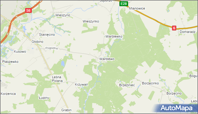 mapa Warblewo gmina Słupsk, Warblewo gmina Słupsk na mapie Targeo