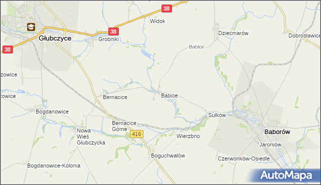 mapa Babice gmina Baborów, Babice gmina Baborów na mapie Targeo