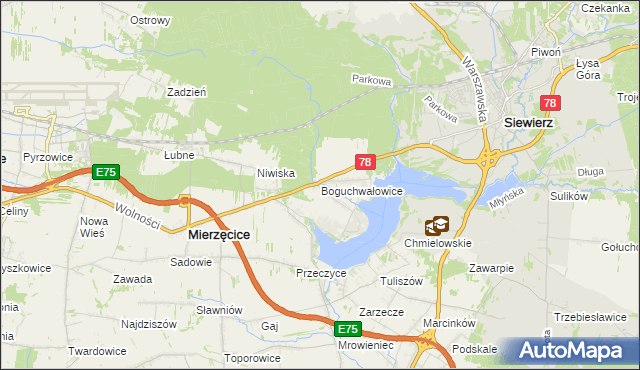 mapa Boguchwałowice, Boguchwałowice na mapie Targeo
