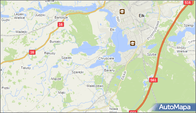 mapa Chruściele gmina Ełk, Chruściele gmina Ełk na mapie Targeo