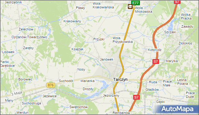 mapa Janówek gmina Tarczyn, Janówek gmina Tarczyn na mapie Targeo