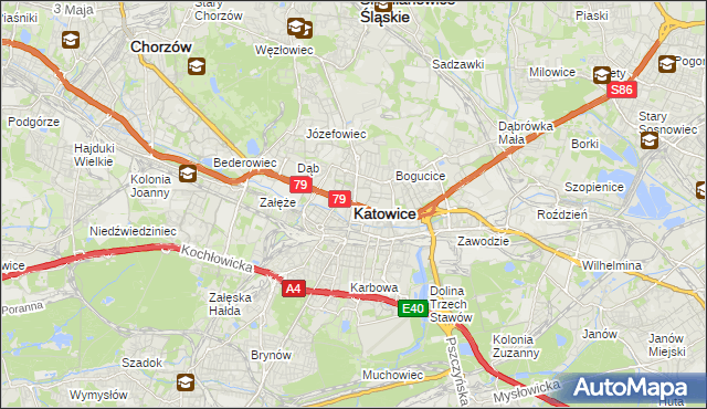 mapa Katowic, Katowice na mapie Targeo