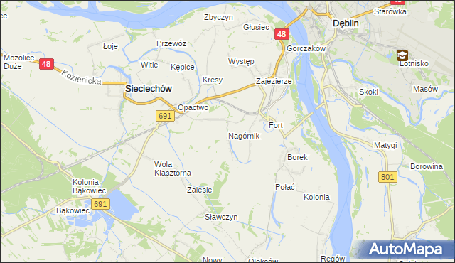 mapa Nagórnik gmina Sieciechów, Nagórnik gmina Sieciechów na mapie Targeo