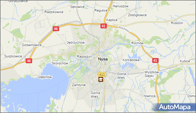 mapa Nysy, Nysa na mapie Targeo