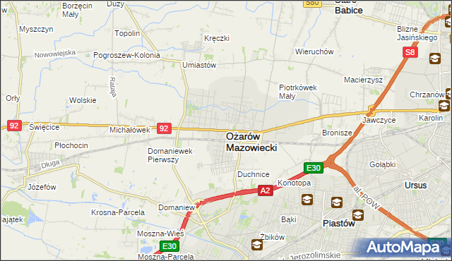 mapa Ożarów Mazowiecki, Ożarów Mazowiecki na mapie Targeo