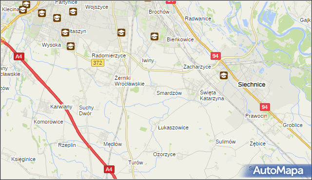 mapa Smardzów gmina Siechnice, Smardzów gmina Siechnice na mapie Targeo