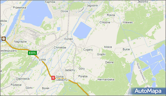 mapa Cygany gmina Nowa Dęba, Cygany gmina Nowa Dęba na mapie Targeo