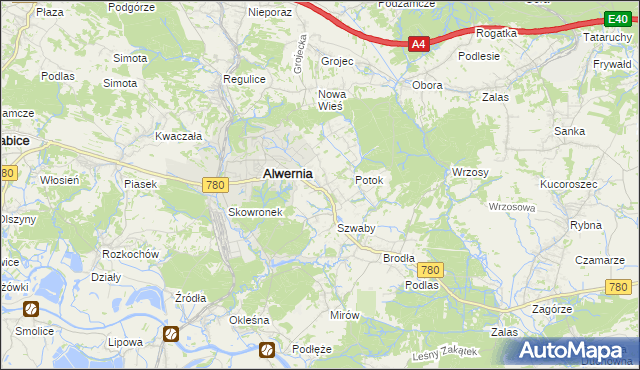 mapa Poręba Żegoty, Poręba Żegoty na mapie Targeo