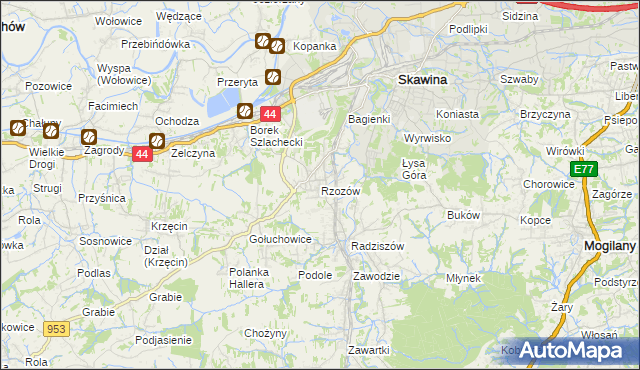 mapa Rzozów, Rzozów na mapie Targeo