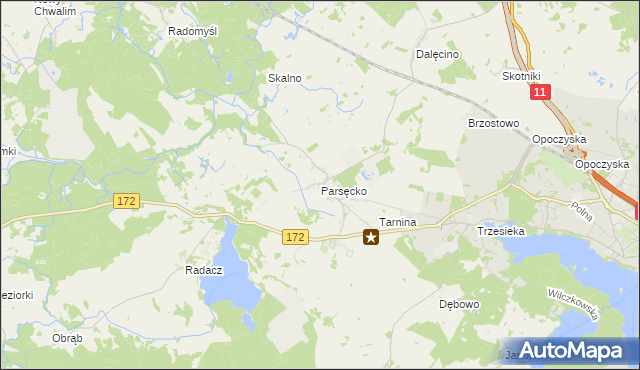 mapa Parsęcko, Parsęcko na mapie Targeo