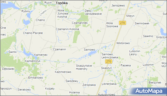 mapa Sarnowo gmina Lubraniec, Sarnowo gmina Lubraniec na mapie Targeo