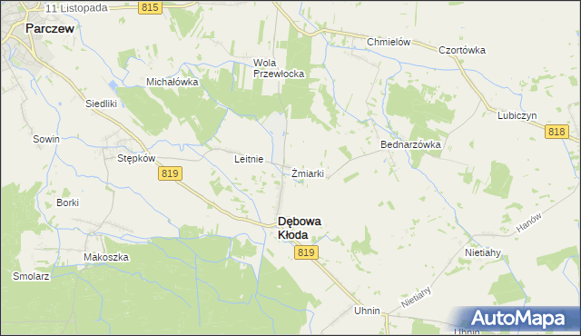 mapa Żmiarki, Żmiarki na mapie Targeo