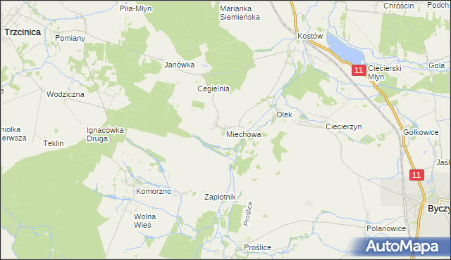 mapa Miechowa, Miechowa na mapie Targeo