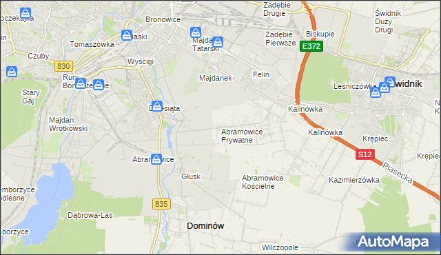 mapa Abramowice Prywatne, Abramowice Prywatne na mapie Targeo
