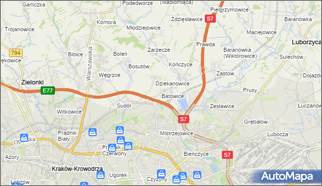 mapa Batowice, Batowice na mapie Targeo