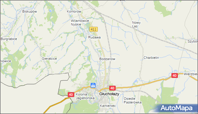 mapa Bodzanów gmina Głuchołazy, Bodzanów gmina Głuchołazy na mapie Targeo