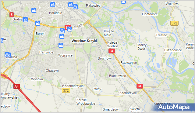 mapa Brochów gmina Wrocław, Brochów gmina Wrocław na mapie Targeo